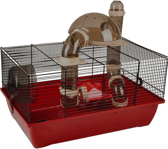 Flamingo hamsterkooi Mido - 50 x 33 x 39 cm rood