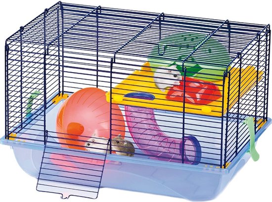 Imac hamsterkooi criceti 9 donkerblauw / geel 45x30,5x29 cm